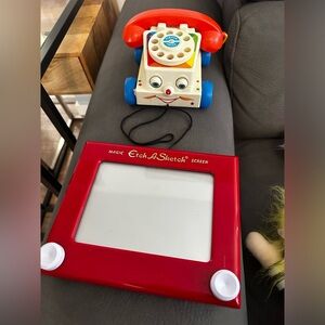 Magic Etch A Sketch Screen & 2009 Fisher Price Talking Chatter Telephone